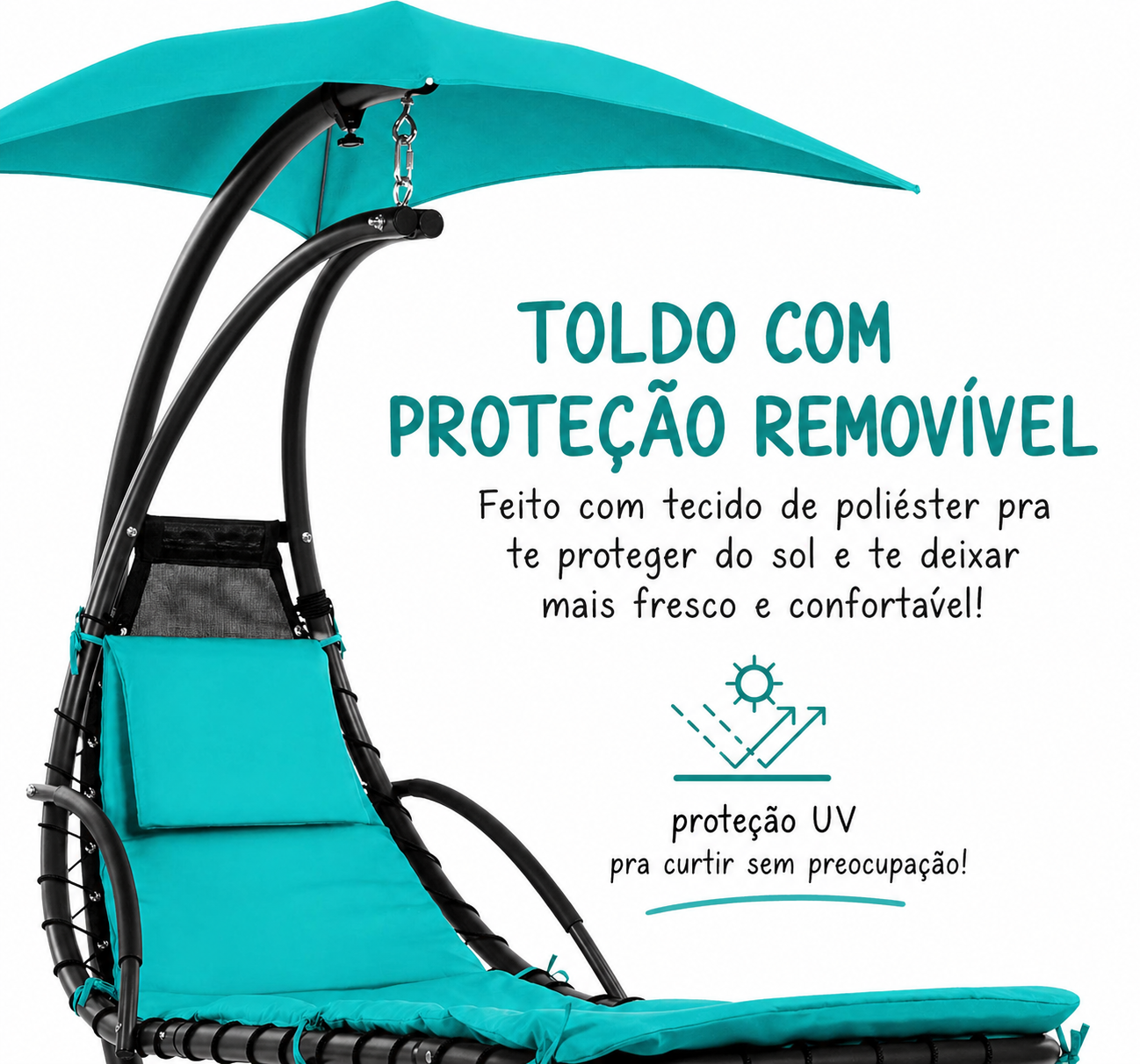 Espreguiçadeira Suspensa Refúgia FloatZen™ com Toldo UV Removível e Almofadas Premium - Foto 3