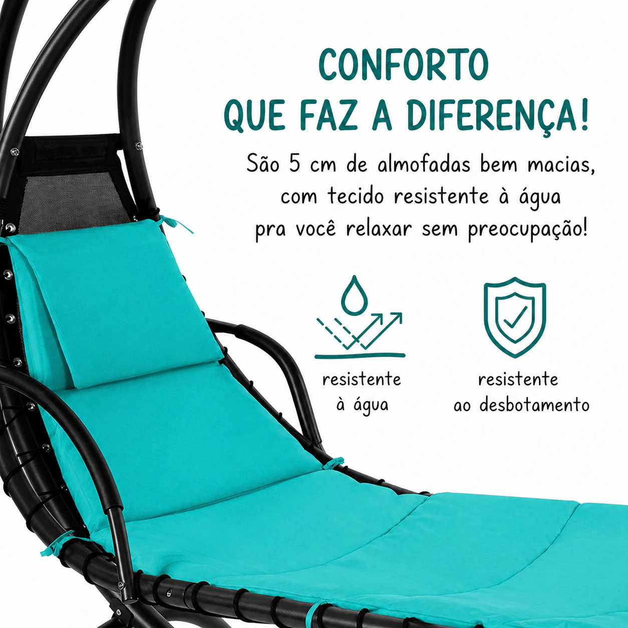 Espreguiçadeira Suspensa Refúgia FloatZen™ com Toldo UV Removível e Almofadas Premium - Foto 4