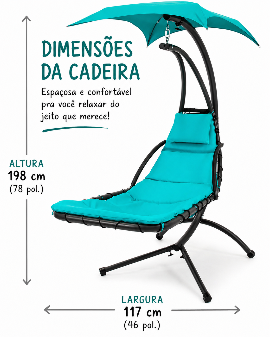 Espreguiçadeira Suspensa Refúgia FloatZen™ com Toldo UV Removível e Almofadas Premium - Foto 7