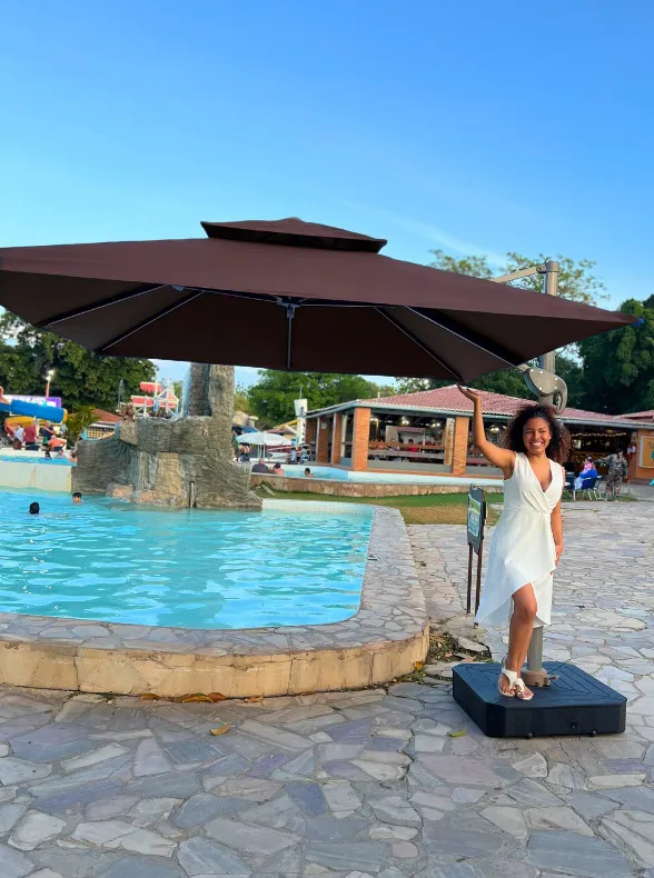 Ombrelone Refugia Guarda Sol Java Alumínio 3,0 x 3,0 C/ Base 130L - Foto 4