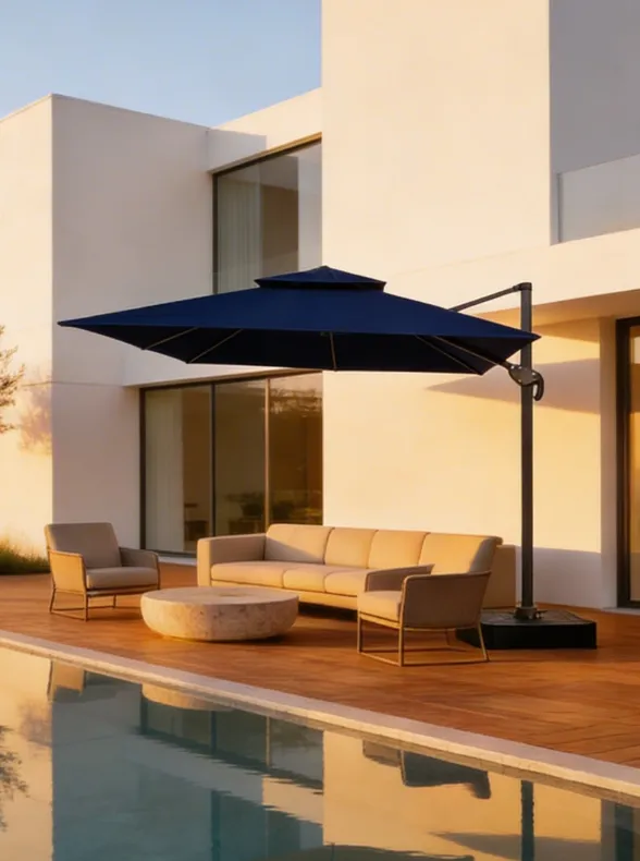 Ombrelone Refugia Guarda Sol Java Alumínio 3,0 x 3,0 C/ Base 130L - Azul Royal