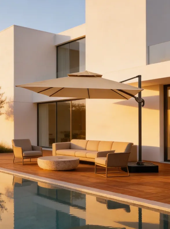 Ombrelone Refugia Guarda Sol Java Alumínio 3,0 x 3,0 C/ Base 130L