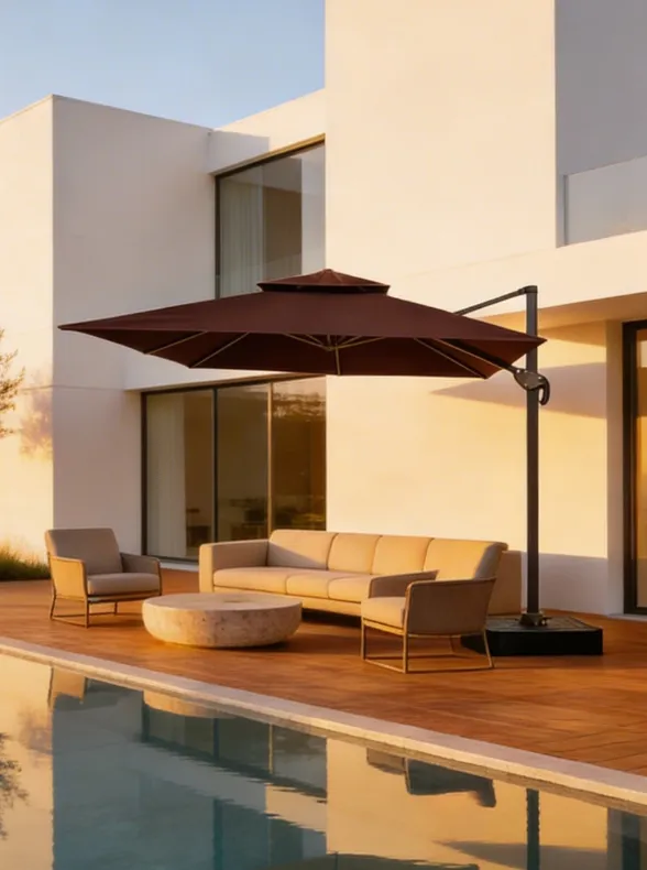 Ombrelone Refugia Guarda Sol Java Alumínio 3,0 x 3,0 C/ Base 130L - Marrom Café