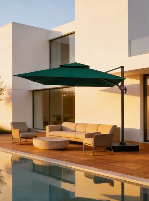 Ombrelone Refugia Guarda Sol Java Alumínio 3,0 x 3,0 C/ Base 130L - Verde escuro