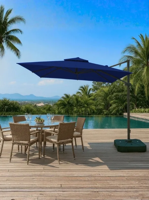 Ombrelone Refugia Guarda Sol Premium Alumínio 3,0 x 3,0 C/ Base 130L